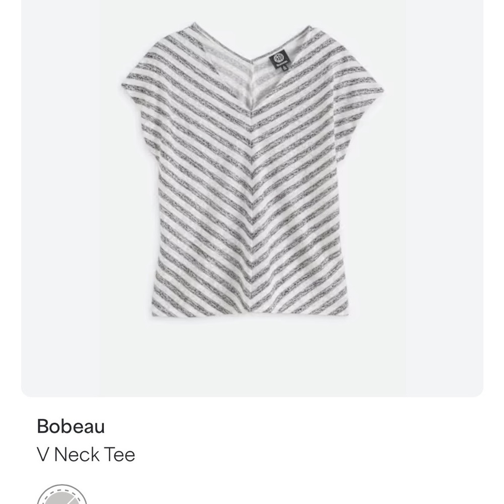 Bobeau Black and White Striped V Neck Tee